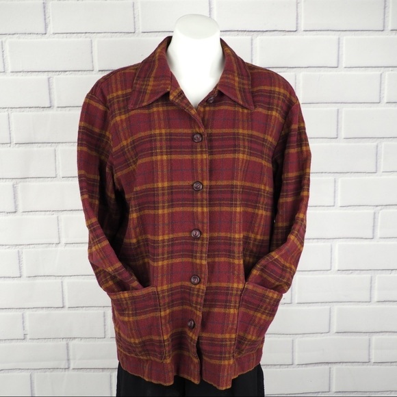 Bobbie Brooks 16 vintage red flannel shirt jacket - Picture 4 of 9